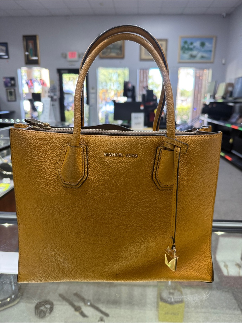Michael Kors Pebbled Leather Satchel with Crossbody Strap